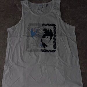 Faded Glory White Tank Top with Dragon Graphic